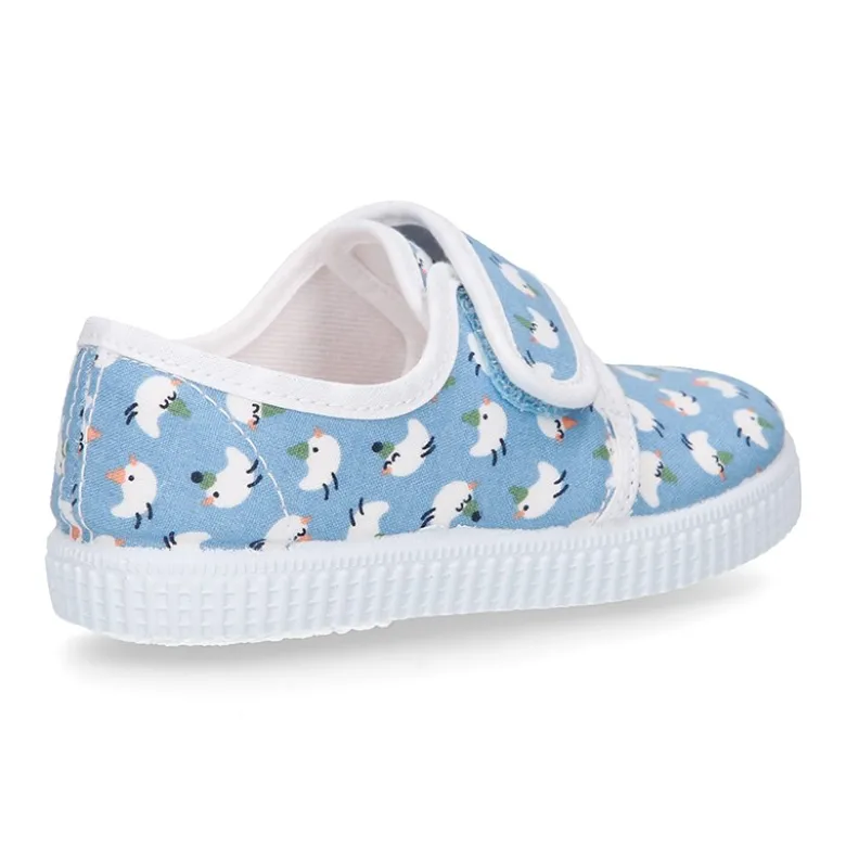 Bamba sin cordones en lona con estampado POLLITOS.