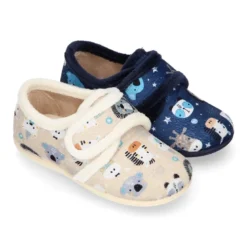 Blucher casa niños sin cordones en lana con ANIMALES.