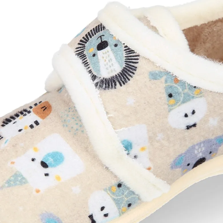 Blucher casa niños sin cordones en lana con ANIMALES.