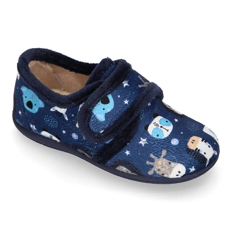 Blucher casa niños sin cordones en lana con ANIMALES.