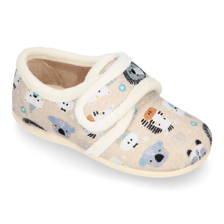 Blucher casa niños sin cordones en lana con ANIMALES.