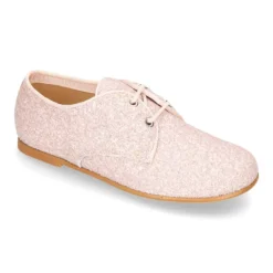 Blucher clásico estilizado con cordones en GLITTER NUDE.