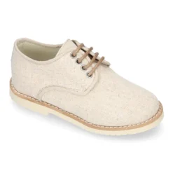 Blucher de niño ceremonia en lino natural en colores de moda.