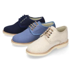 Blucher de niño ceremonia en lino natural en colores de moda.