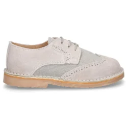 Blucher niño ceremonia combinado lona con serraje.