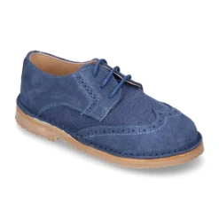 Blucher niño ceremonia combinado lona con serraje.