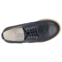 Blucher niño ceremonia con cordones en piel napa marino.
