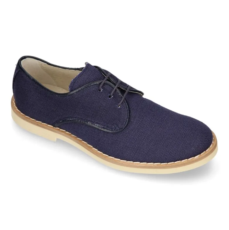 Blucher niño ceremonia en lino azul marino