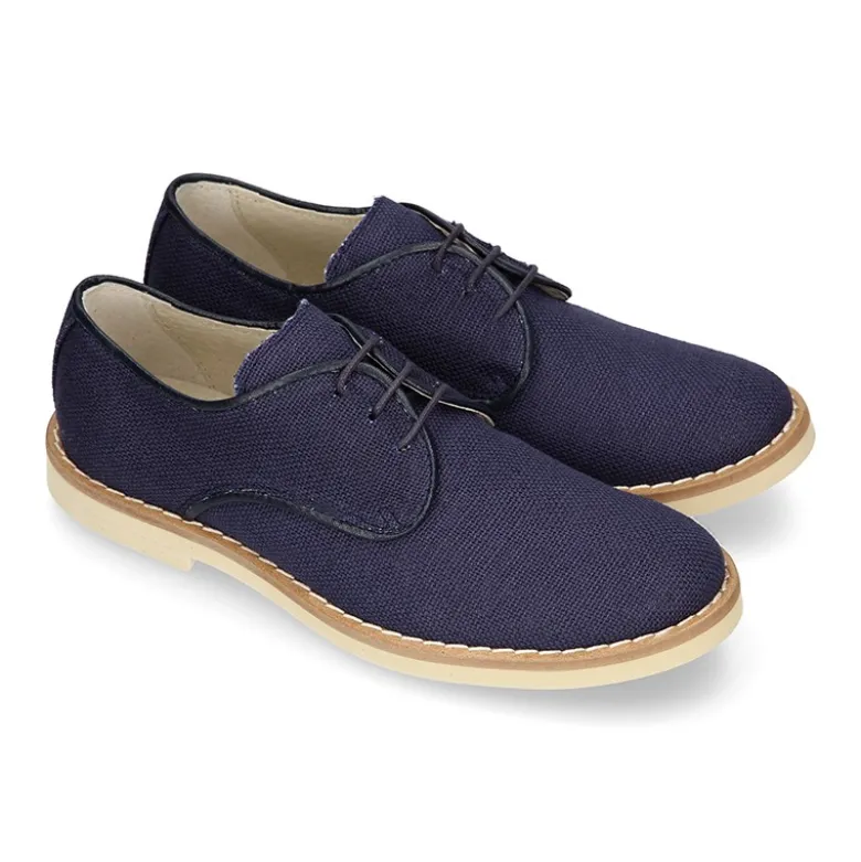 Blucher niño ceremonia en lino azul marino