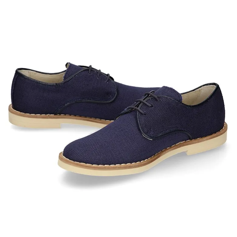 Blucher niño ceremonia en lino azul marino
