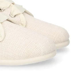 Blucher niño ceremonia en lona lino en color beige.