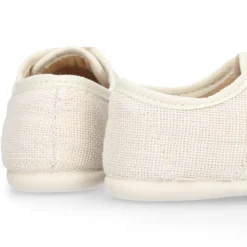 Blucher niño ceremonia en lona lino en color beige.