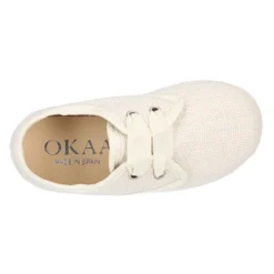 Blucher niño ceremonia en lona lino en color beige.