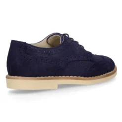 Blucher niño CEREMONIA en piel serraje combinado con lino.