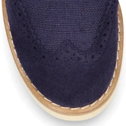 Blucher niño CEREMONIA en piel serraje combinado con lino.