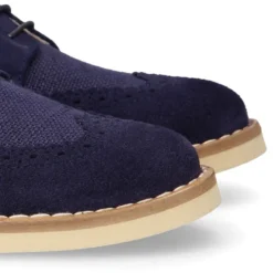 Blucher niño CEREMONIA en piel serraje combinado con lino.