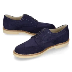 Blucher niño CEREMONIA en piel serraje combinado con lino.