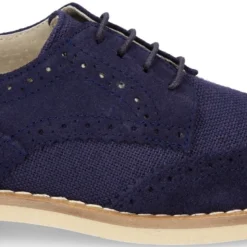 Blucher niño CEREMONIA en piel serraje combinado con lino.