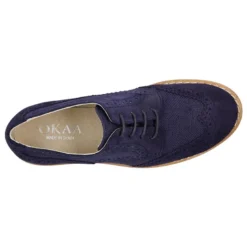 Blucher niño CEREMONIA en piel serraje combinado con lino.