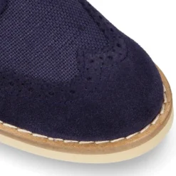 Blucher niño CEREMONIA en piel serraje combinado con lino.