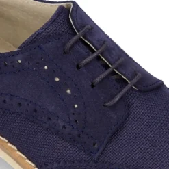 Blucher niño CEREMONIA en piel serraje combinado con lino.