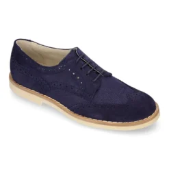 Blucher niño CEREMONIA en piel serraje combinado con lino.
