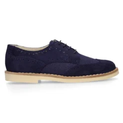 Blucher niño CEREMONIA en piel serraje combinado con lino.