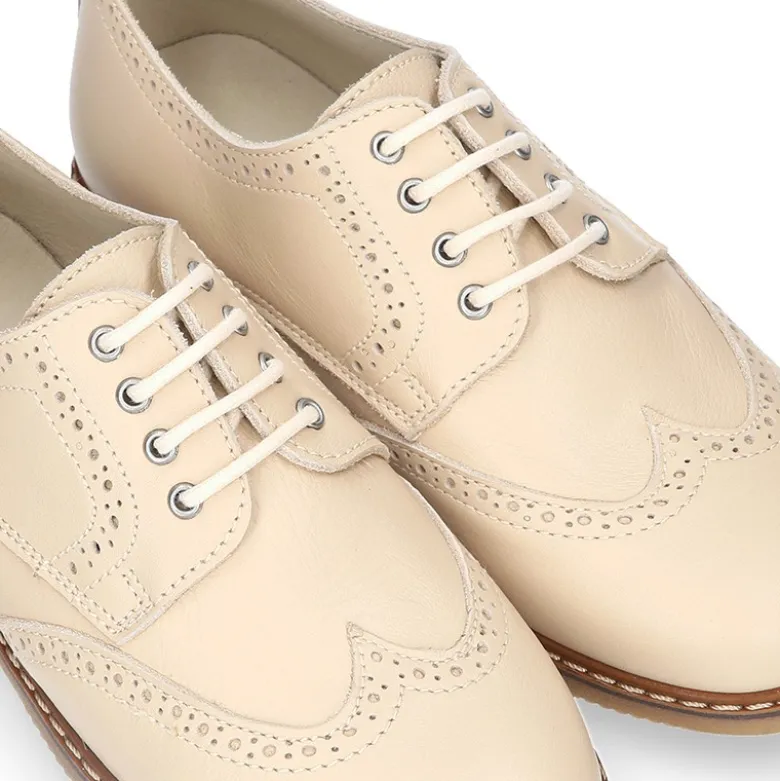 Blucher niño CEREMONIA en piel napa beige.