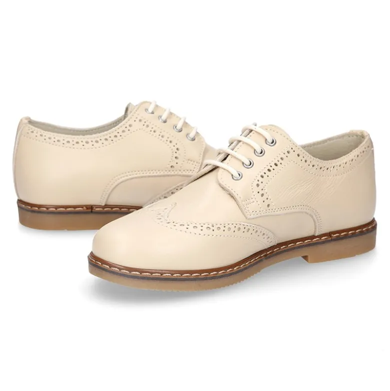 Blucher niño CEREMONIA en piel napa beige.