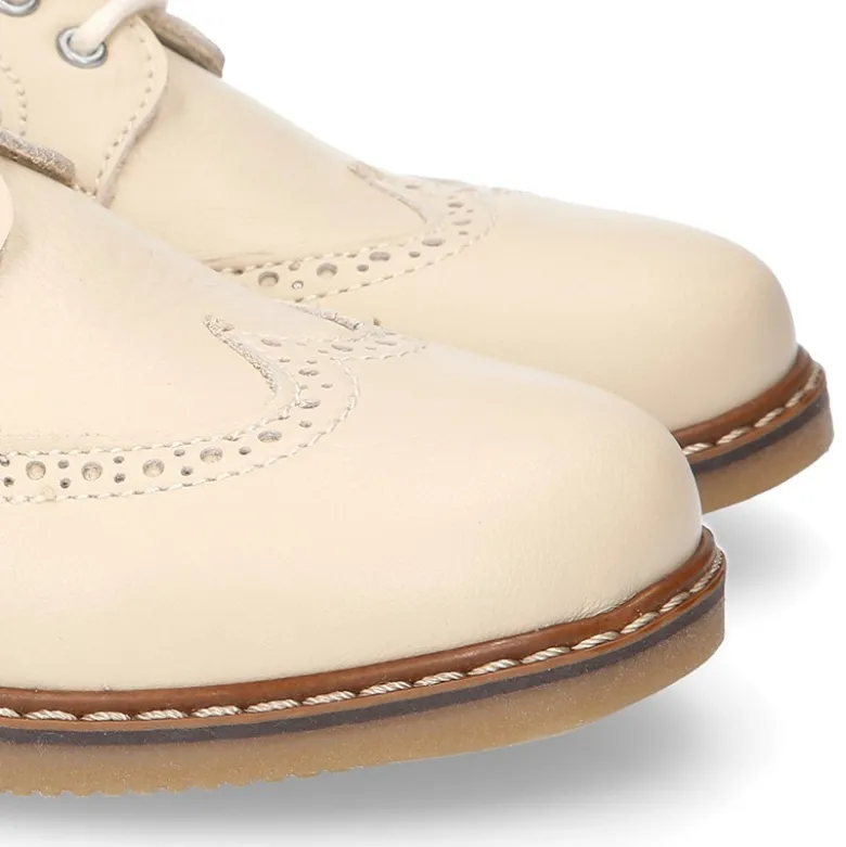 Blucher niño CEREMONIA en piel napa beige.