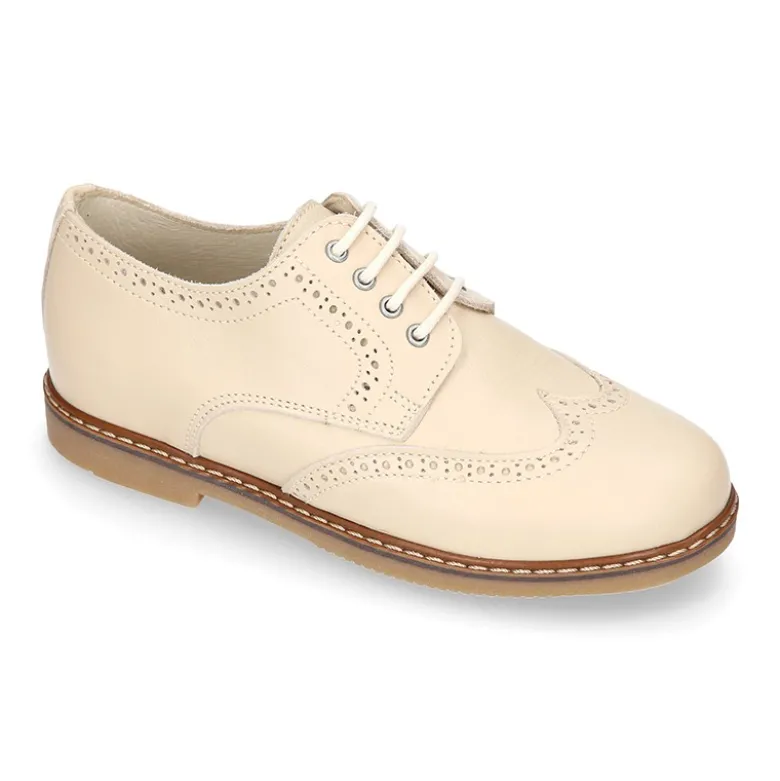 Blucher niño CEREMONIA en piel napa beige.