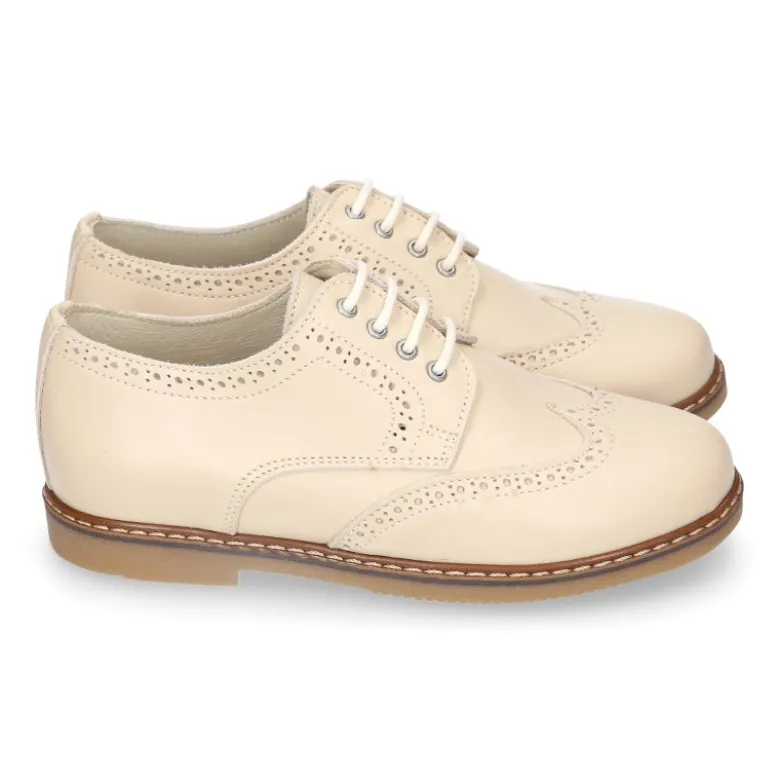 Blucher niño CEREMONIA en piel napa beige.