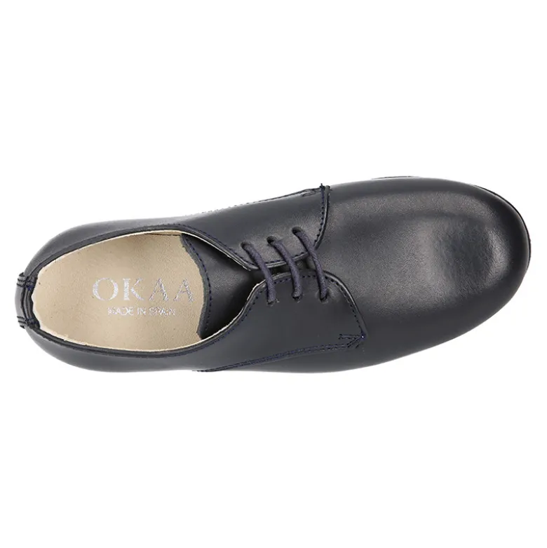 Blucher niño colegial en piel napa azul marino.