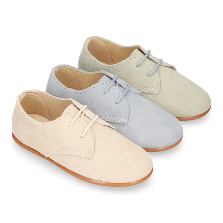 Blucher Niños ceremonia en piel serraje en colores pastel.