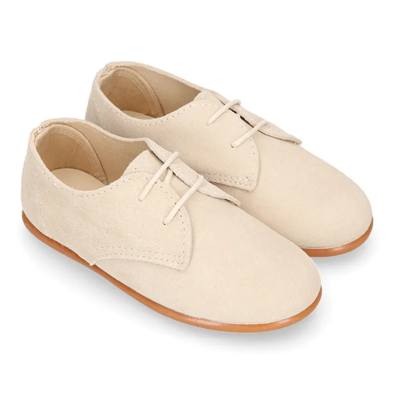 Blucher Niños ceremonia en piel serraje en colores pastel.