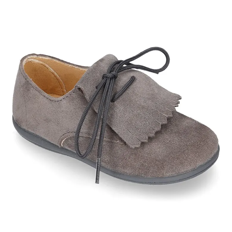 Blucher Niños con cordones y FLECOS en piel Serraje.
