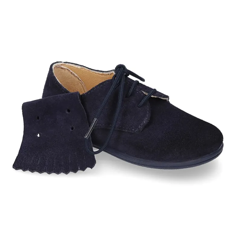 Blucher Niños con cordones y FLECOS en piel Serraje.