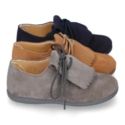 Blucher Niños con cordones y FLECOS en piel Serraje.