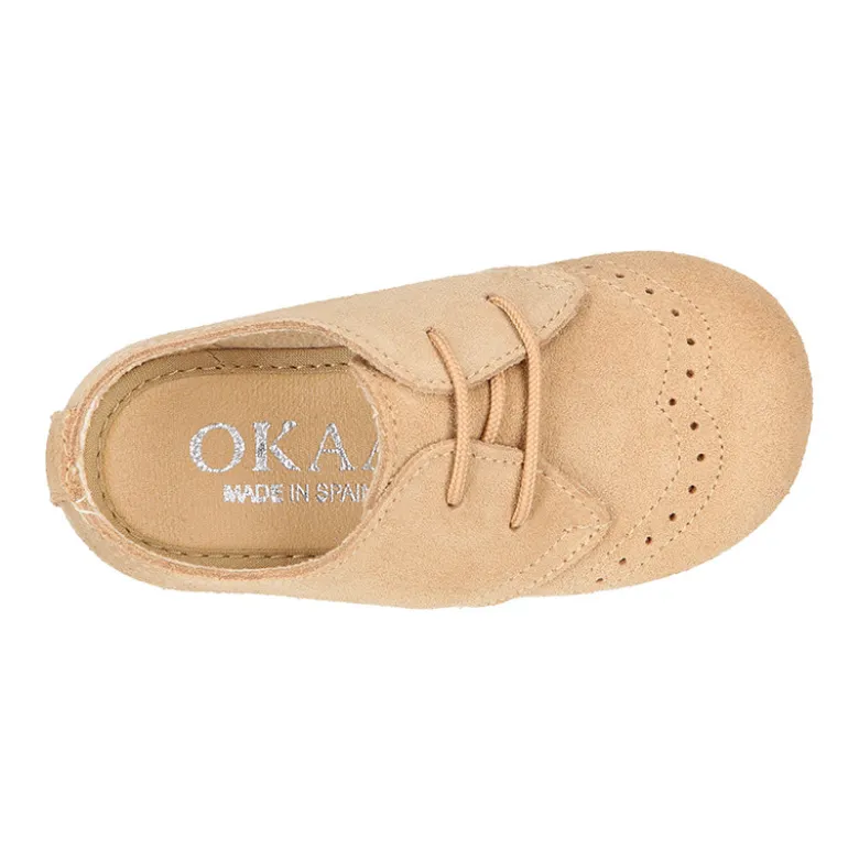 Blucher niños con cordones y picados en piel Serraje.