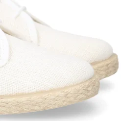 Blucher niños tipo alpargata con cordones en lino blanco.
