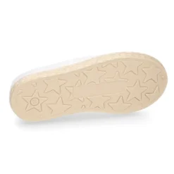 Blucher niños tipo alpargata con cordones en lino blanco.