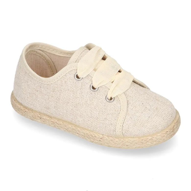 Blucher niños tipo Alpargata en LINO METALIZADO con lazo.