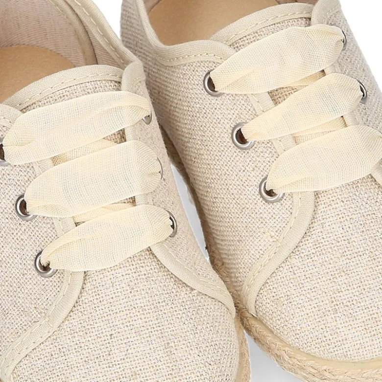 Blucher niños tipo Alpargata en LINO METALIZADO con lazo.