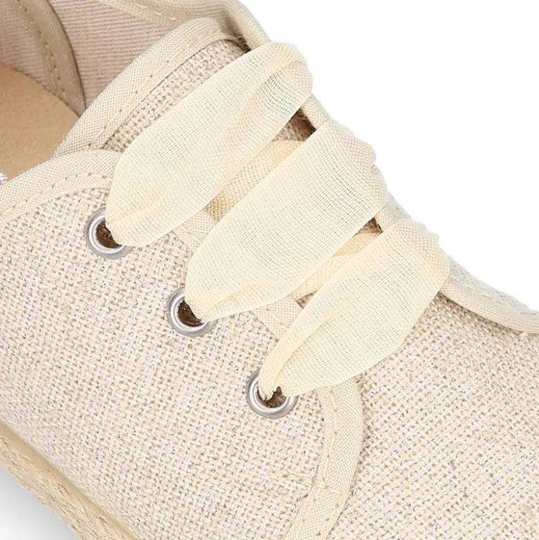 Blucher niños tipo Alpargata en LINO METALIZADO con lazo.