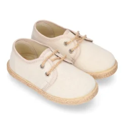 Blucher niño tipo Alpargata con cordones en lona algodón vestir.