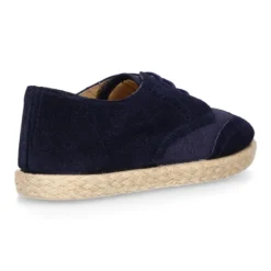 Blucher niño tipo alpargata en LINO combinado con piel SERRAJE con cordones.