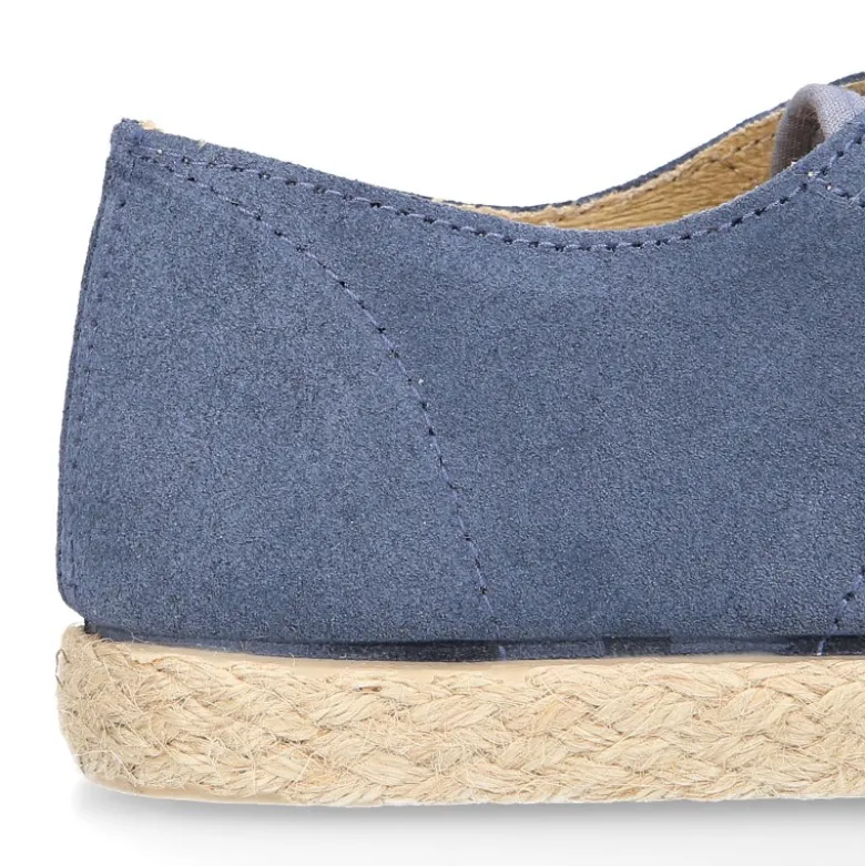 Blucher niño tipo alpargata en LINO combinado con piel SERRAJE con cordones.