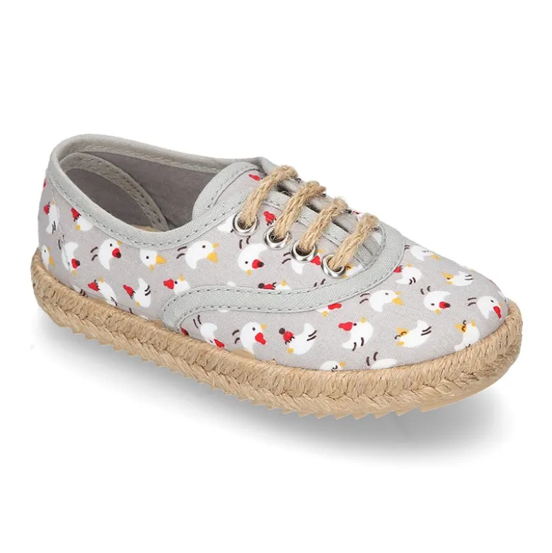Blucher niño tipo alpargata en lona estampado POLLITOS.
