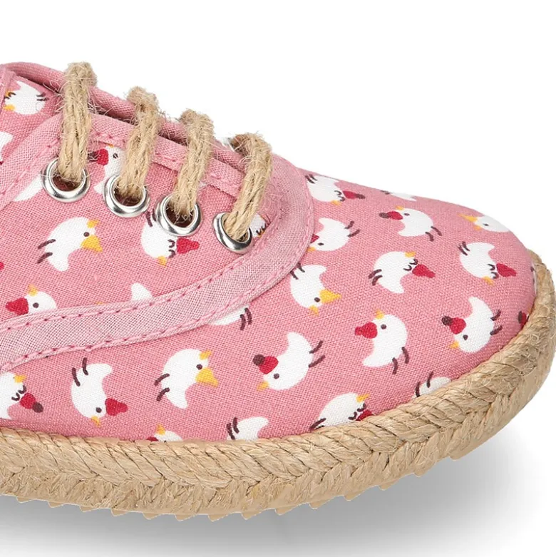 Blucher niño tipo alpargata en lona estampado POLLITOS.