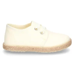 Blucher niño tipo Alpargata lona seda CEREMONIA cordones lazo.